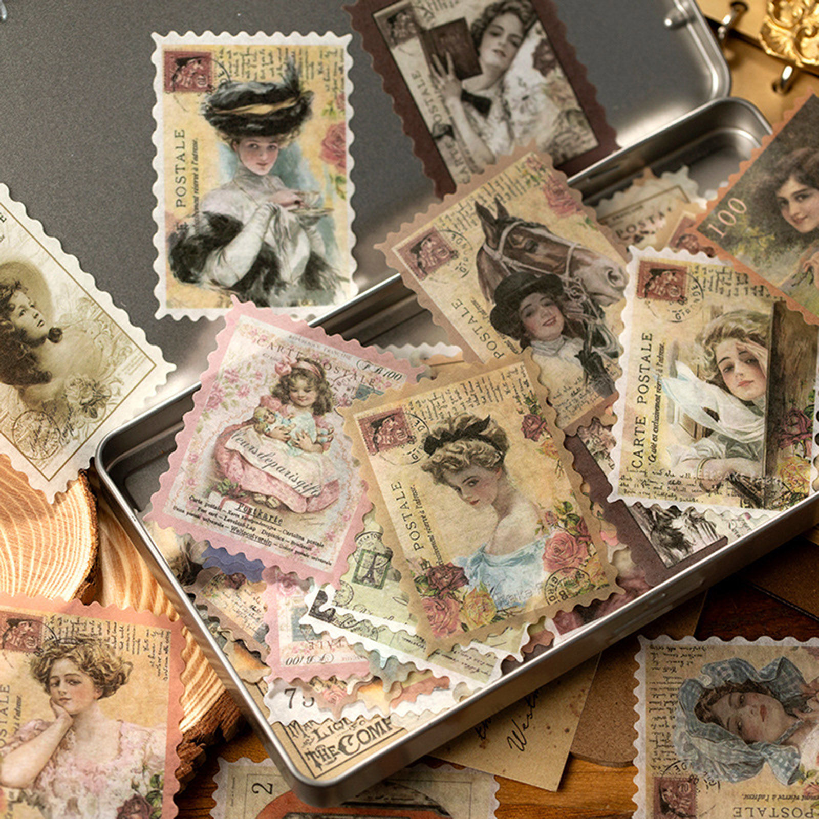 Picture of Paper Retro DIY Scrapbook Deco Stickers Multicolor Postage Stamp 16cm x 9cm