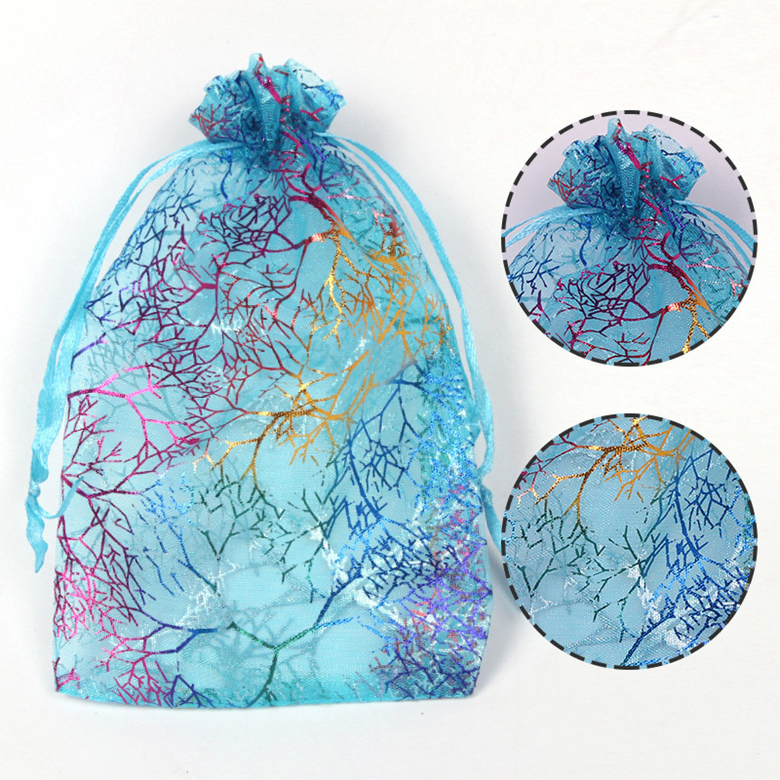 Picture of Organza Hot Stamping Jewelry Bags Rectangle Multicolor Branch