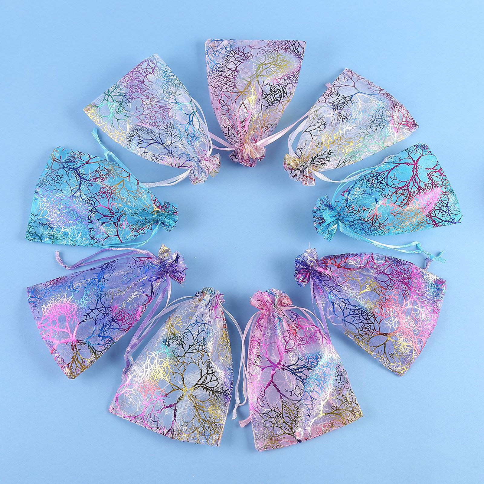 Picture of Organza Hot Stamping Jewelry Bags Rectangle Multicolor Branch
