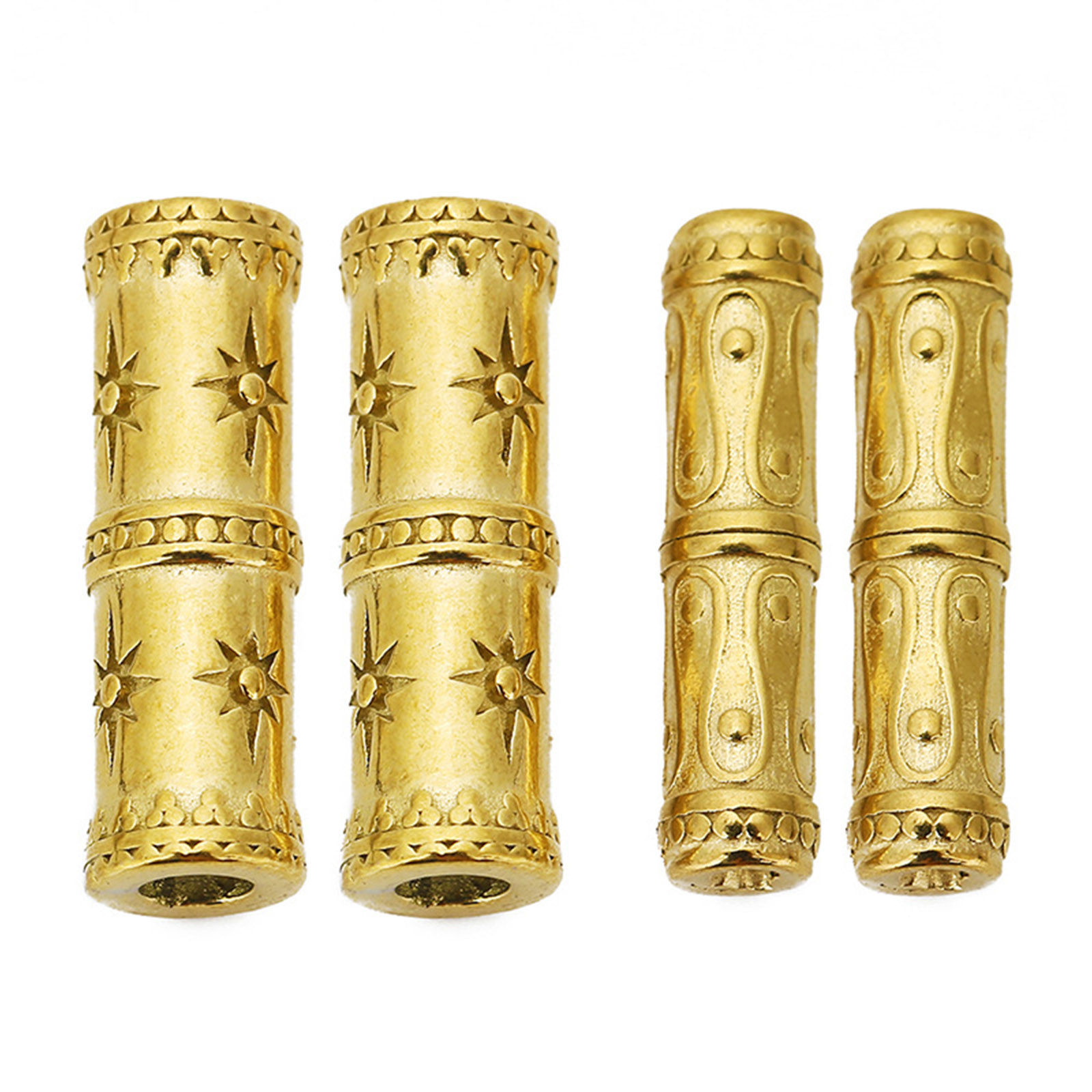 Picture of 304 Stainless Steel Beads For DIY Jewelry Making Bamboo-shaped Gold Plated
