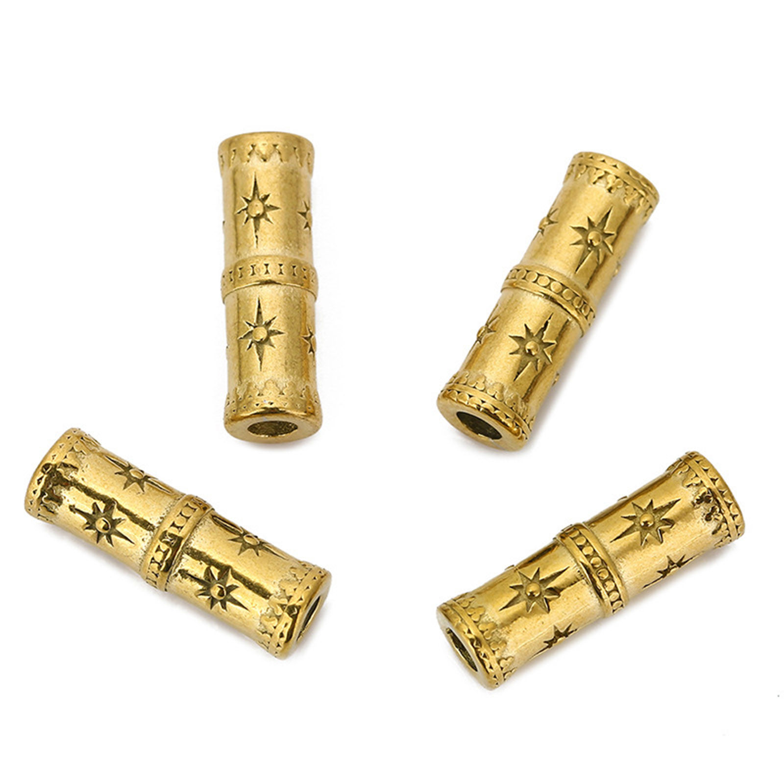 Picture of 304 Stainless Steel Beads For DIY Jewelry Making Bamboo-shaped Gold Plated