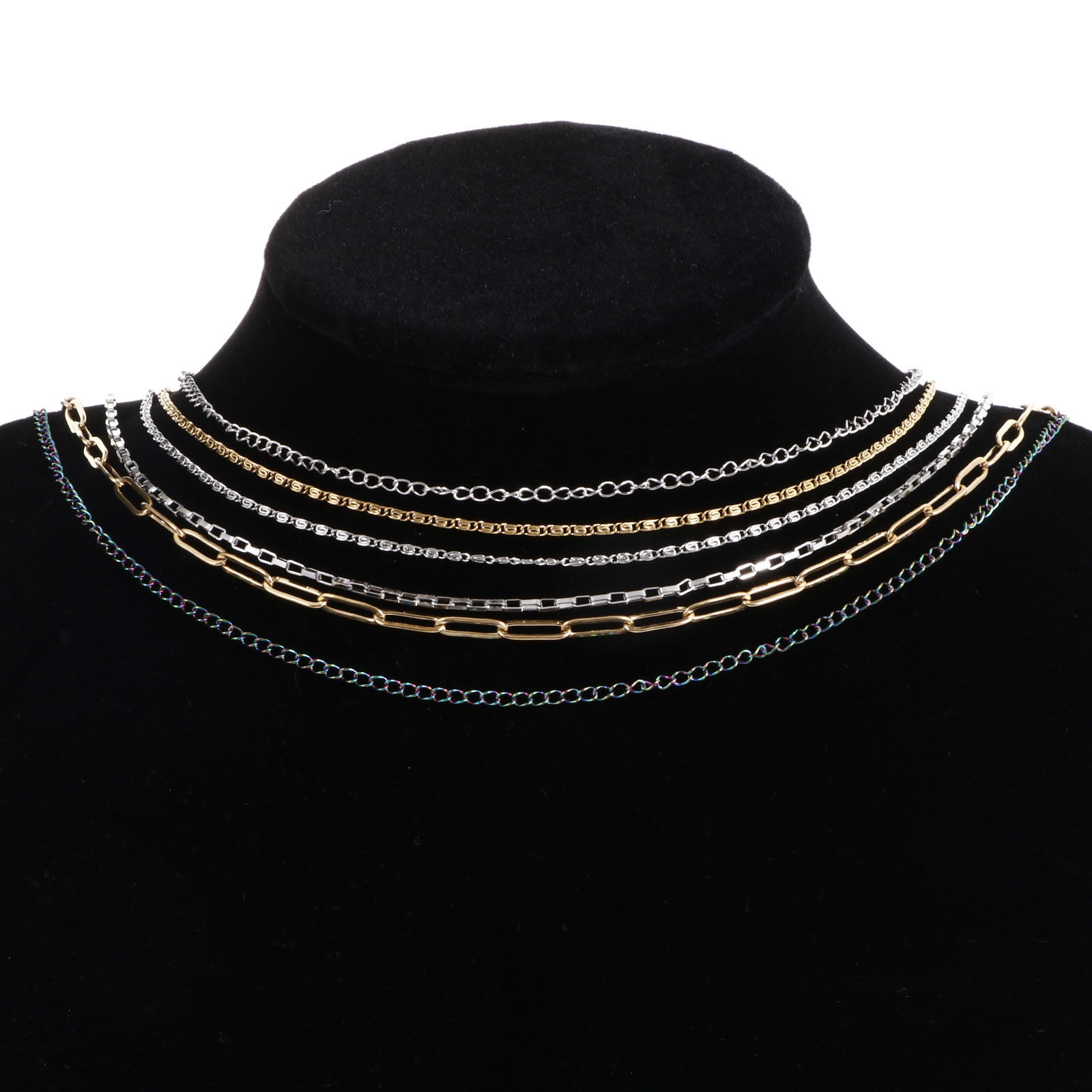 Imagen de 1 Rollo (Aprox 5 M/Rollo) Enchapado al Vacío 304 Acero Inoxidable Cadenas Para Accesorios Hechos a Mano para Hacer Joyas Multicolor
