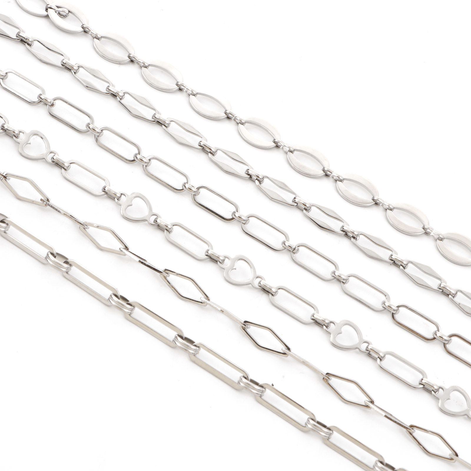 Imagen de Respetuoso del Medio Ambiente 304 Acero Inoxidable Cadenas Tono de Plata 1 Unidad (Aprox 1 M/Pedazoo)