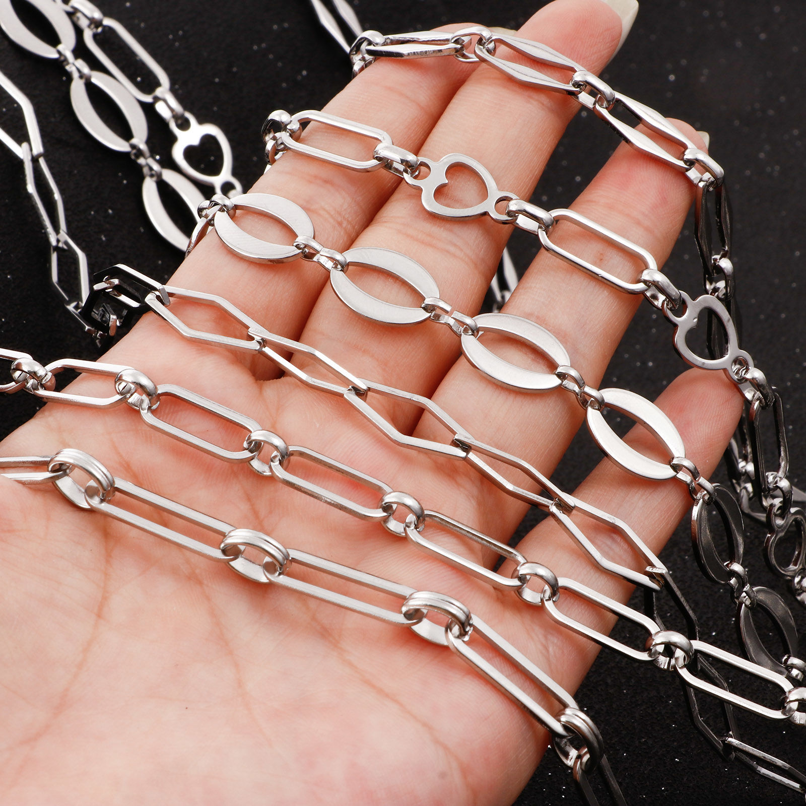 Imagen de Respetuoso del Medio Ambiente 304 Acero Inoxidable Cadenas Tono de Plata 1 Unidad (Aprox 1 M/Pedazoo)