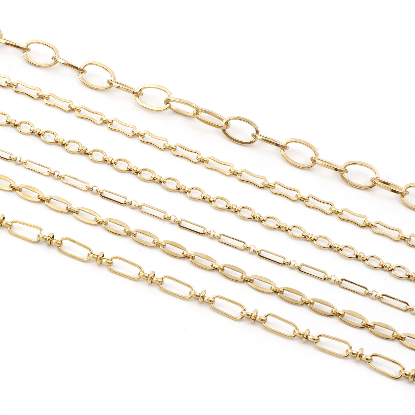 Picture of 1 Piece (Approx 1 M/Roll) Vacuum Plating 304 Stainless Steel Link Chain For Handmade DIY Jewelry Making Findings 18K Gold Plated