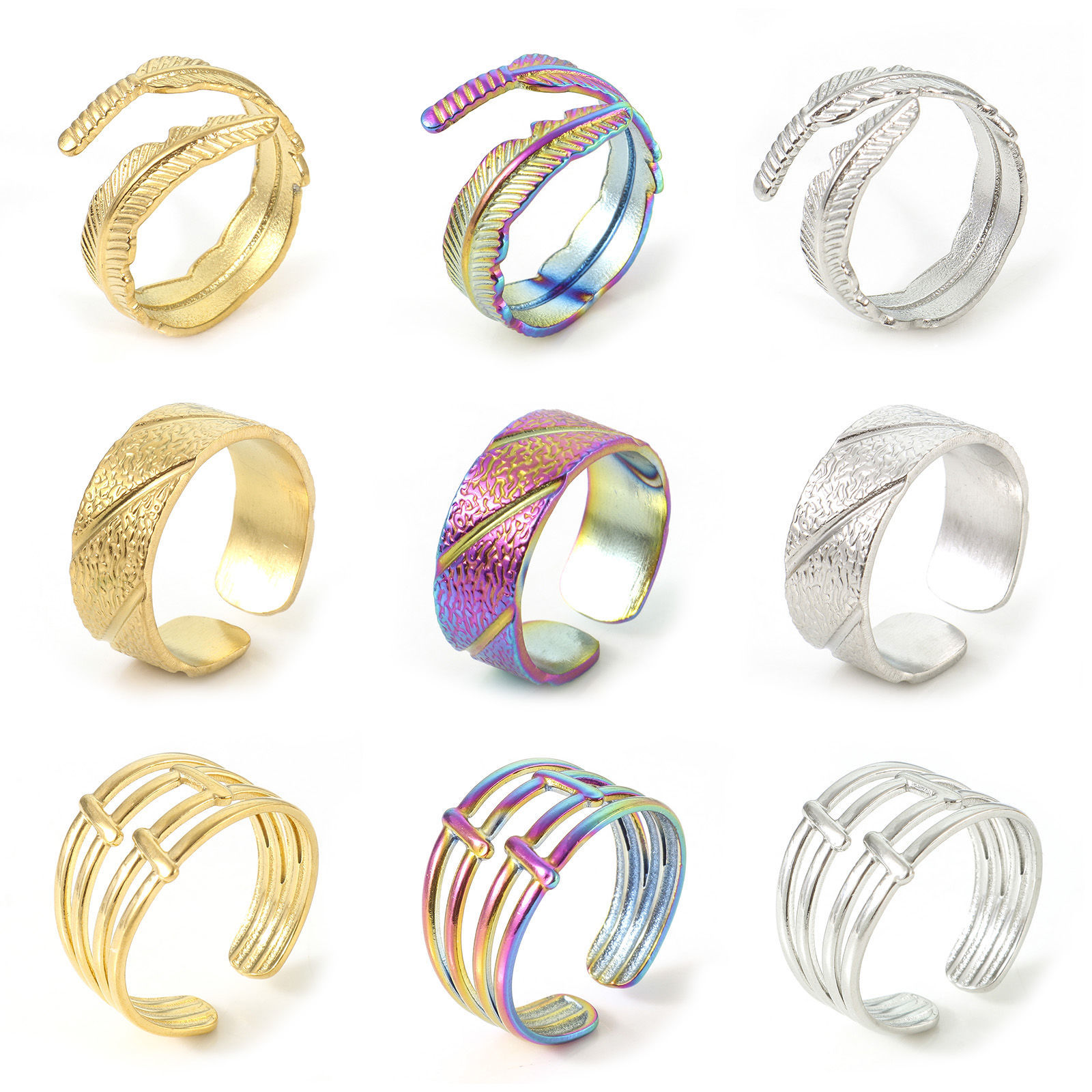 Изображение Экологичный 304 Нержавеющая Сталь Открытый Кольца Разноцветный 2 ШТ