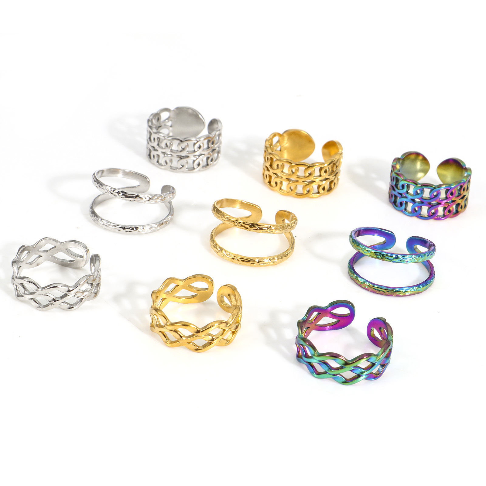 Picture of Eco-friendly 304 Stainless Steel Open Rings Multicolor