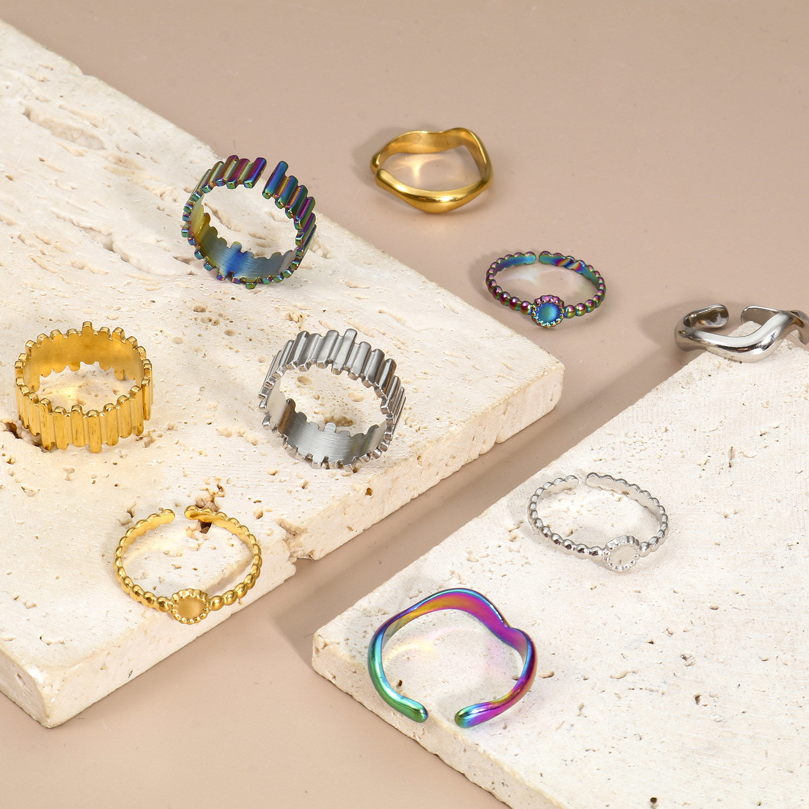 Picture of Eco-friendly 304 Stainless Steel Open Rings Multicolor