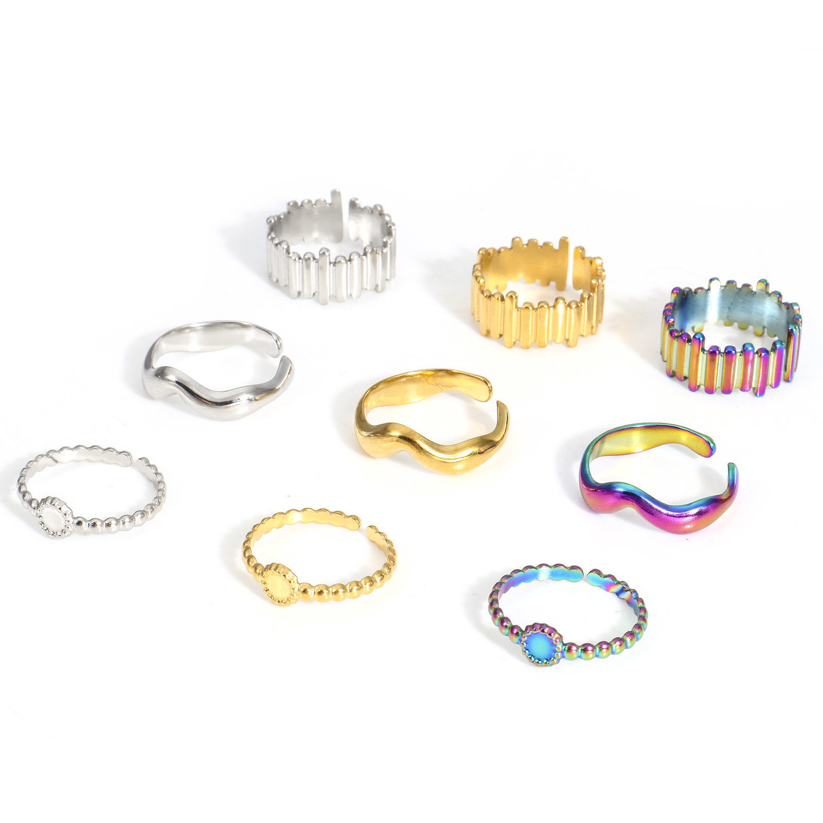 Picture of Eco-friendly 304 Stainless Steel Open Rings Multicolor