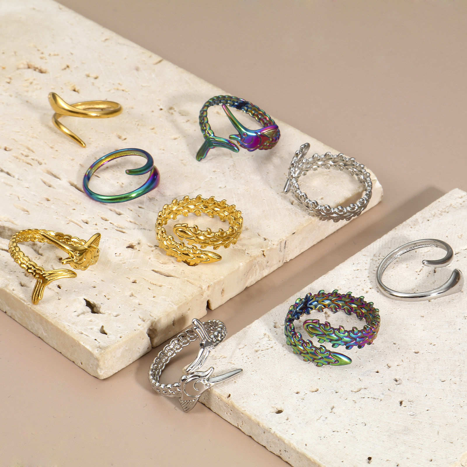 Picture of Eco-friendly 304 Stainless Steel Open Rings Multicolor