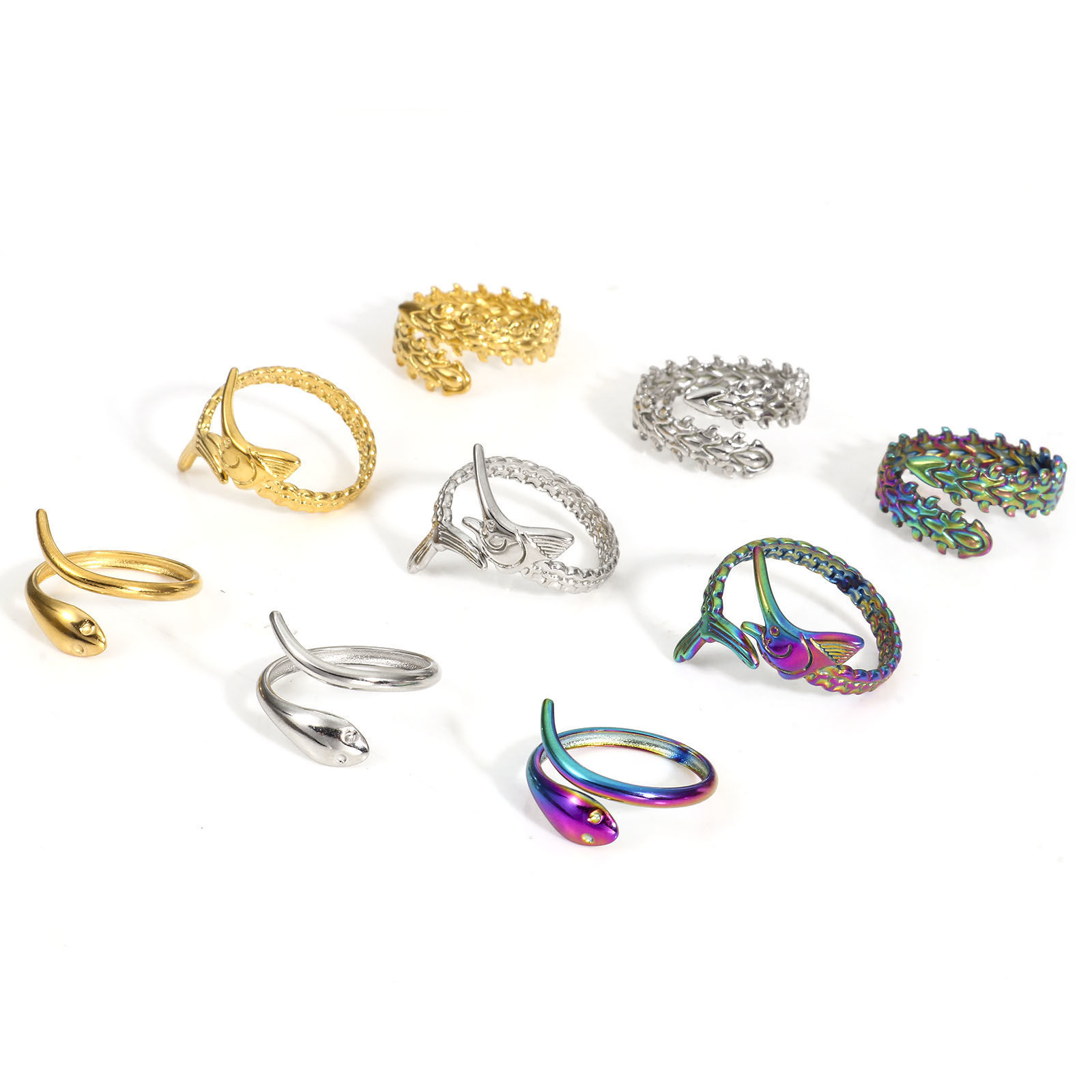 Picture of Eco-friendly 304 Stainless Steel Open Rings Multicolor
