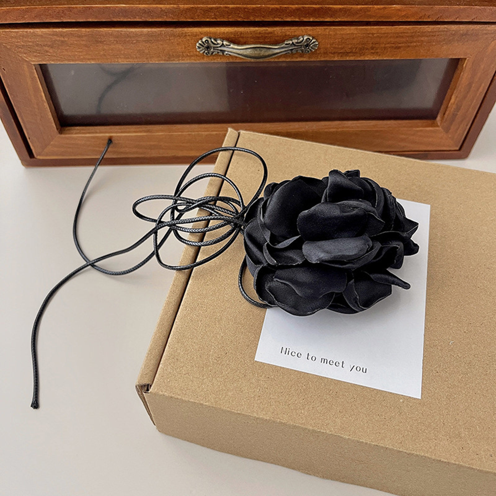 Picture of Velvet Retro Statement Necklace Flower Multicolor