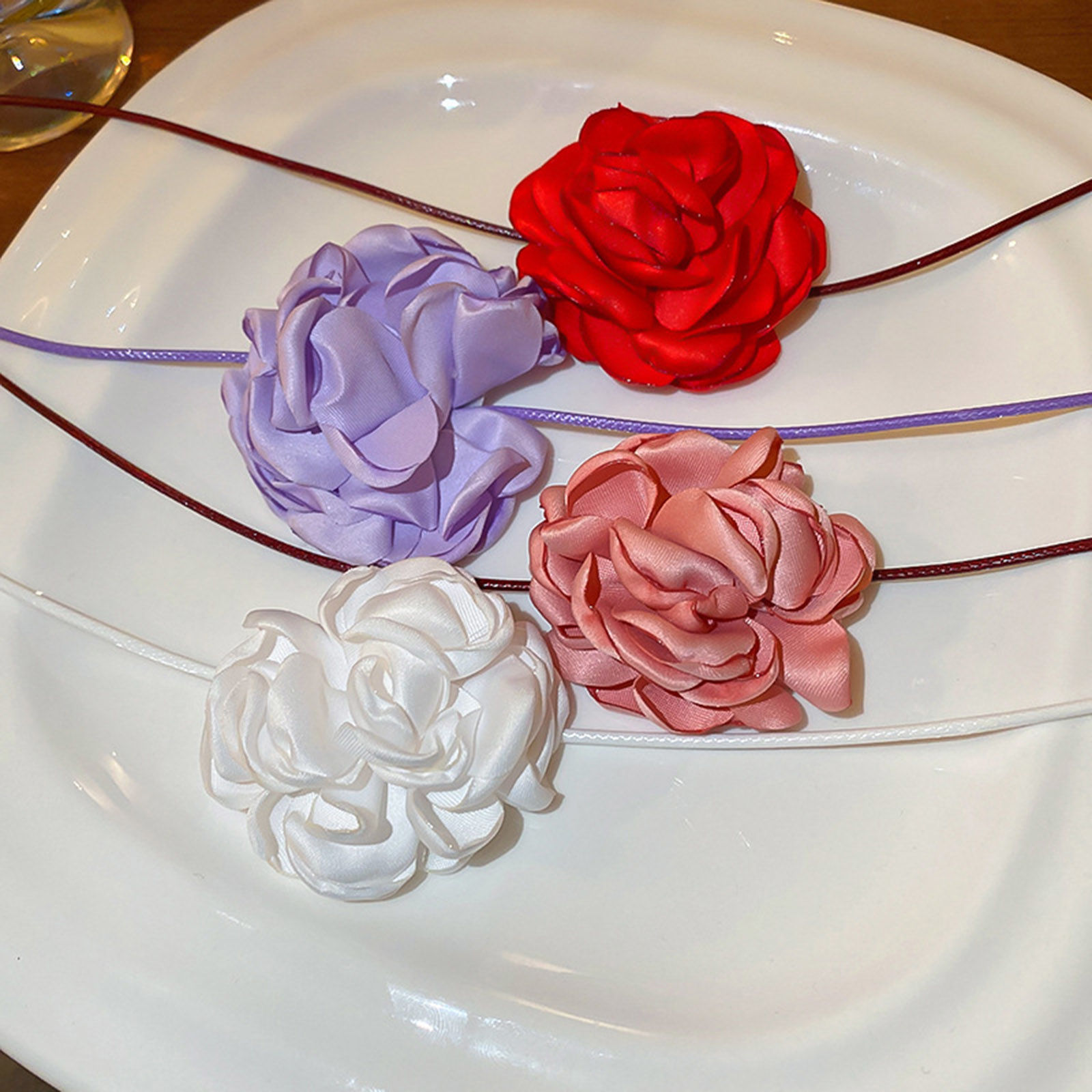 Picture of Velvet Elegant Statement Necklace Flower Multicolor