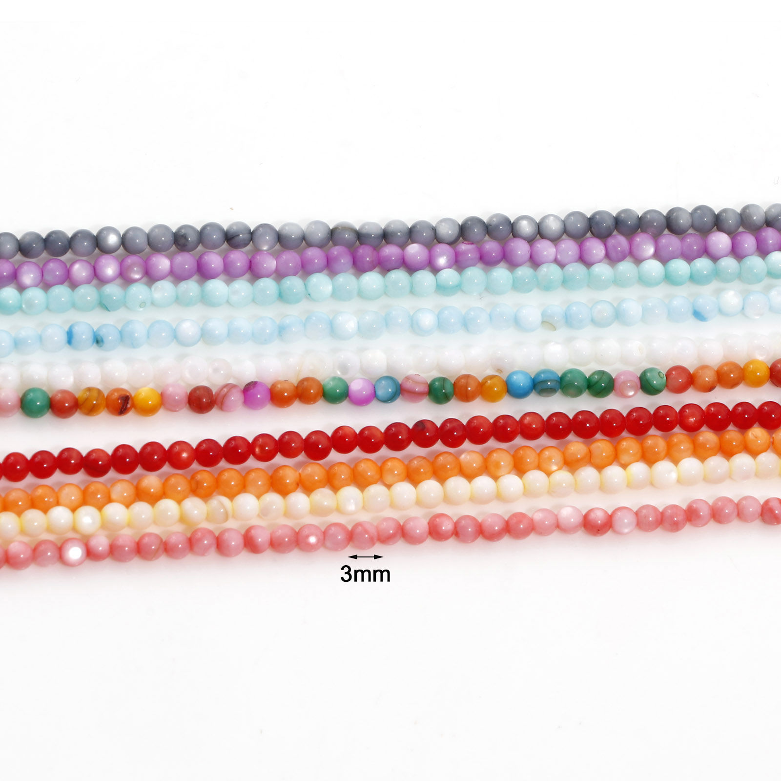 Picture of Natural Dyed Shell Loose Beads For DIY Jewelry Making Round Multicolor About 3mm Dia