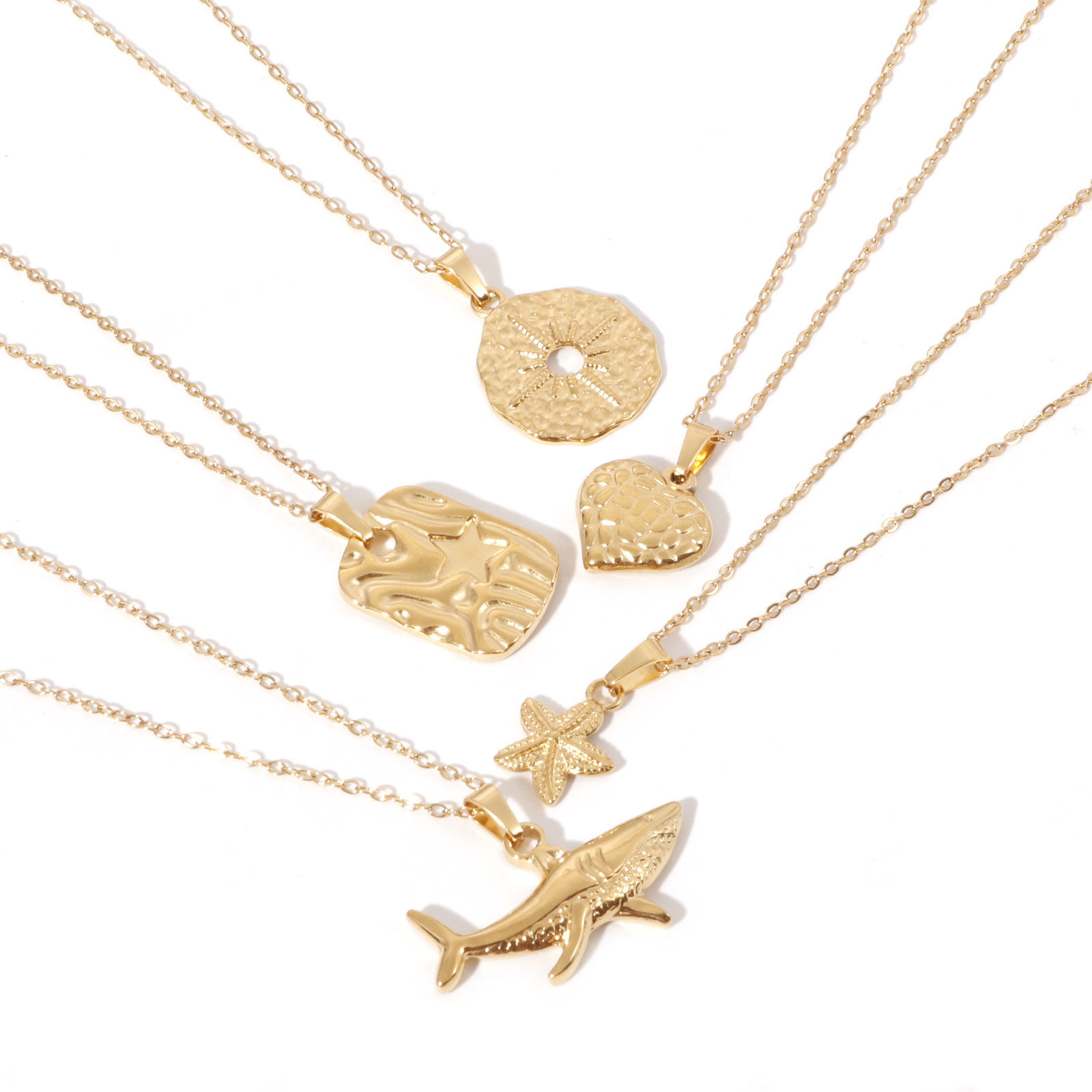 Picture of Eco-friendly Vacuum Plating Simple & Casual Stylish 18K Real Gold Plated 304 Stainless Steel Link Cable Chain Round Rose Flower Pendant Necklace Unisex