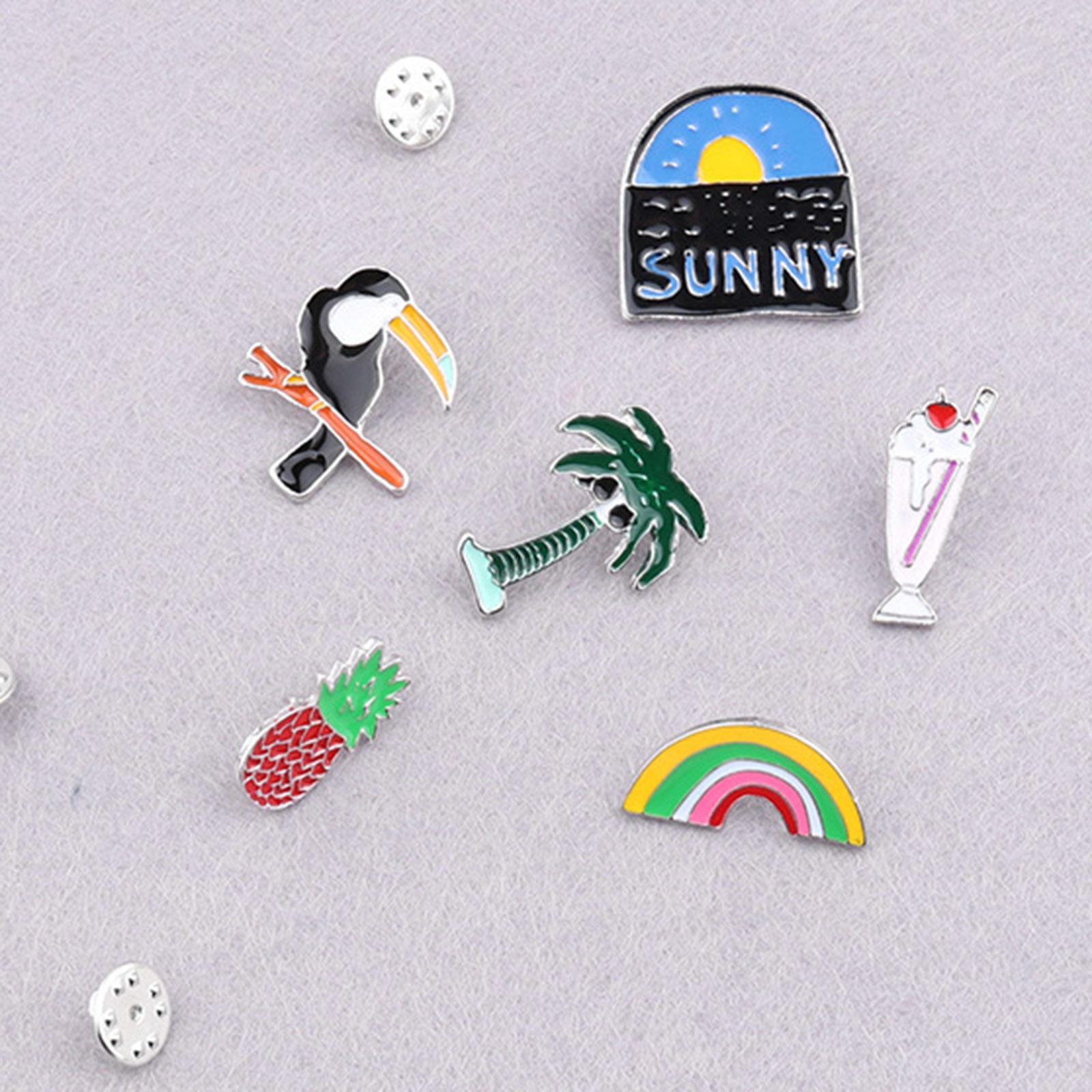 Picture of Casual Pin Brooches Natural Woodpecker Pineapple Multicolor Enamel
