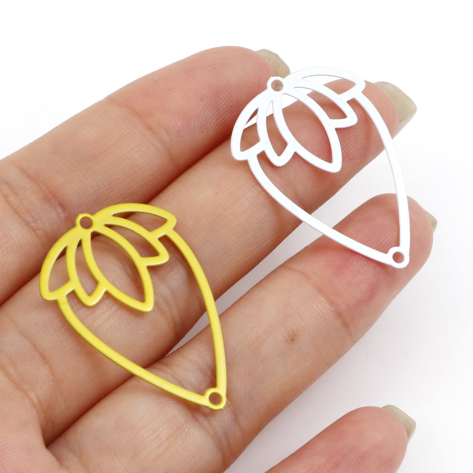 Picture of Iron Based Alloy Filigree Stamping Connectors Strawberry Fruit Multicolor 3.1cm x 2.2cm