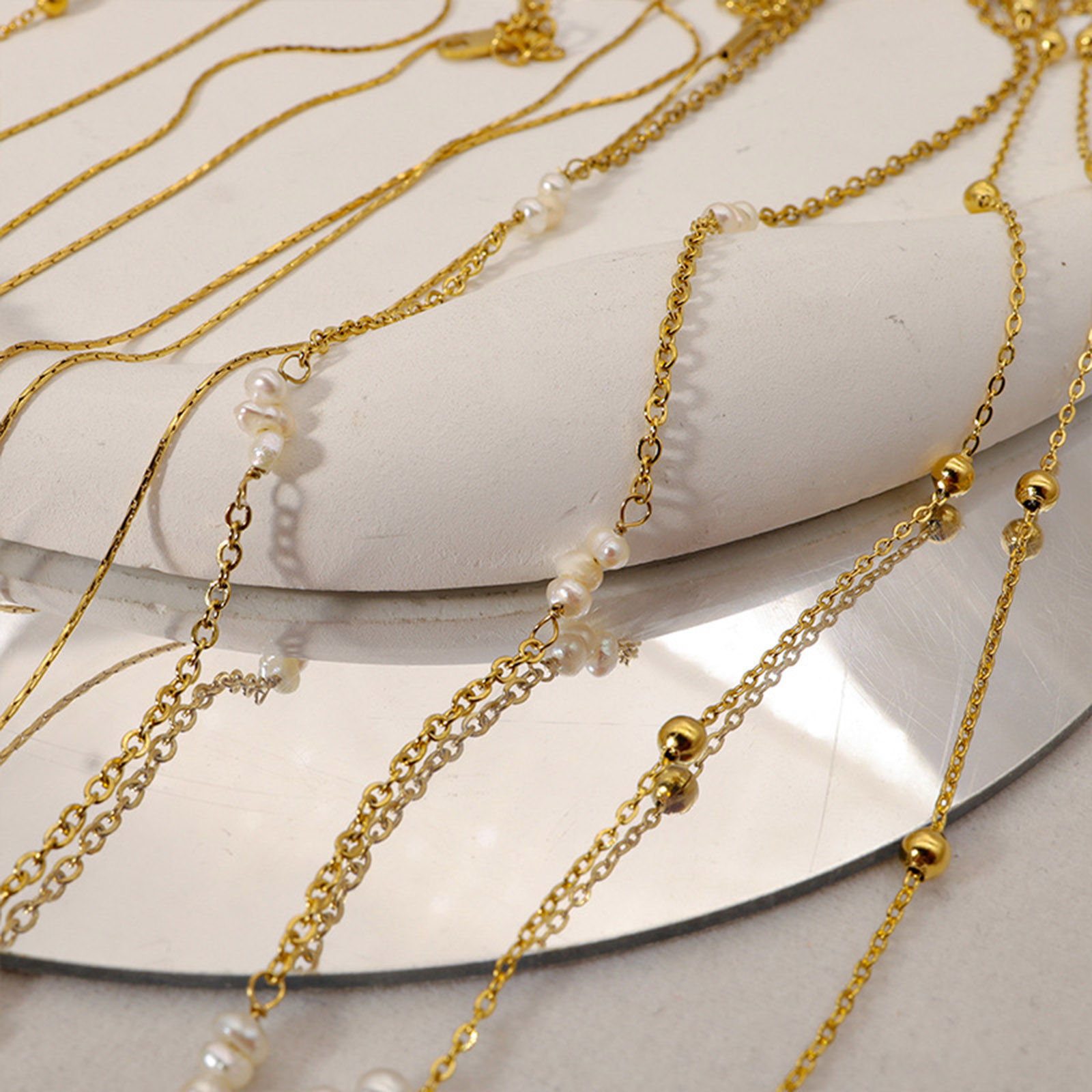Imagen de Respetuoso del Medio Ambiente 304 Acero Inoxidable Estilo Ins Cadenas Collares 18k Chapado en Oro Imitación de perla 1 Unidad