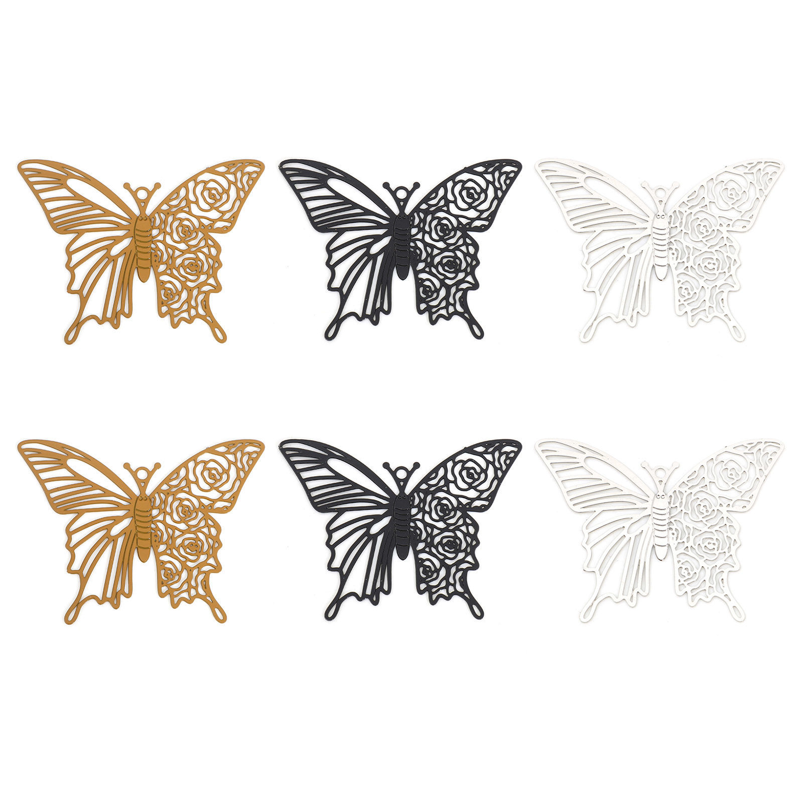 Picture of Iron Based Alloy Insect Filigree Stamping Pendants Multicolor Butterfly Animal Rose Flower 4cm x 3.1cm