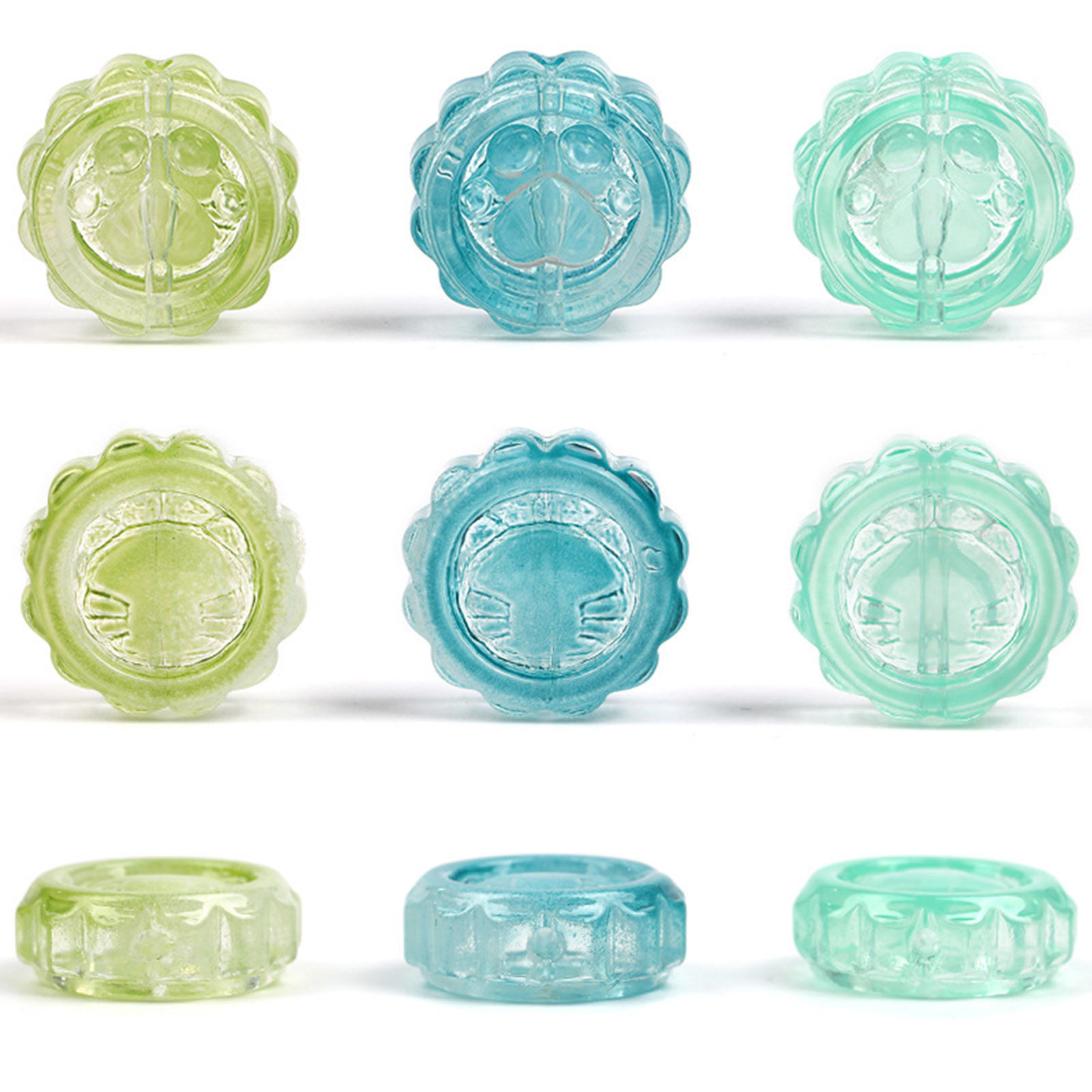 Picture of Lampwork Glass Pet Memorial Beads For DIY Jewelry Making Bottle Cap Multicolor Paw Print Gradient Color About 15mm Dia