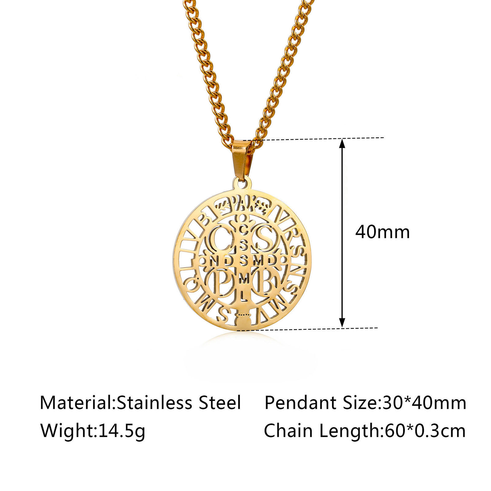 Imagen de Respetuoso del Medio Ambiente 304 Acero Inoxidable Religión Link Curb Chain Collares Multicolor Ronda Cruz Hueco 1 Unidad