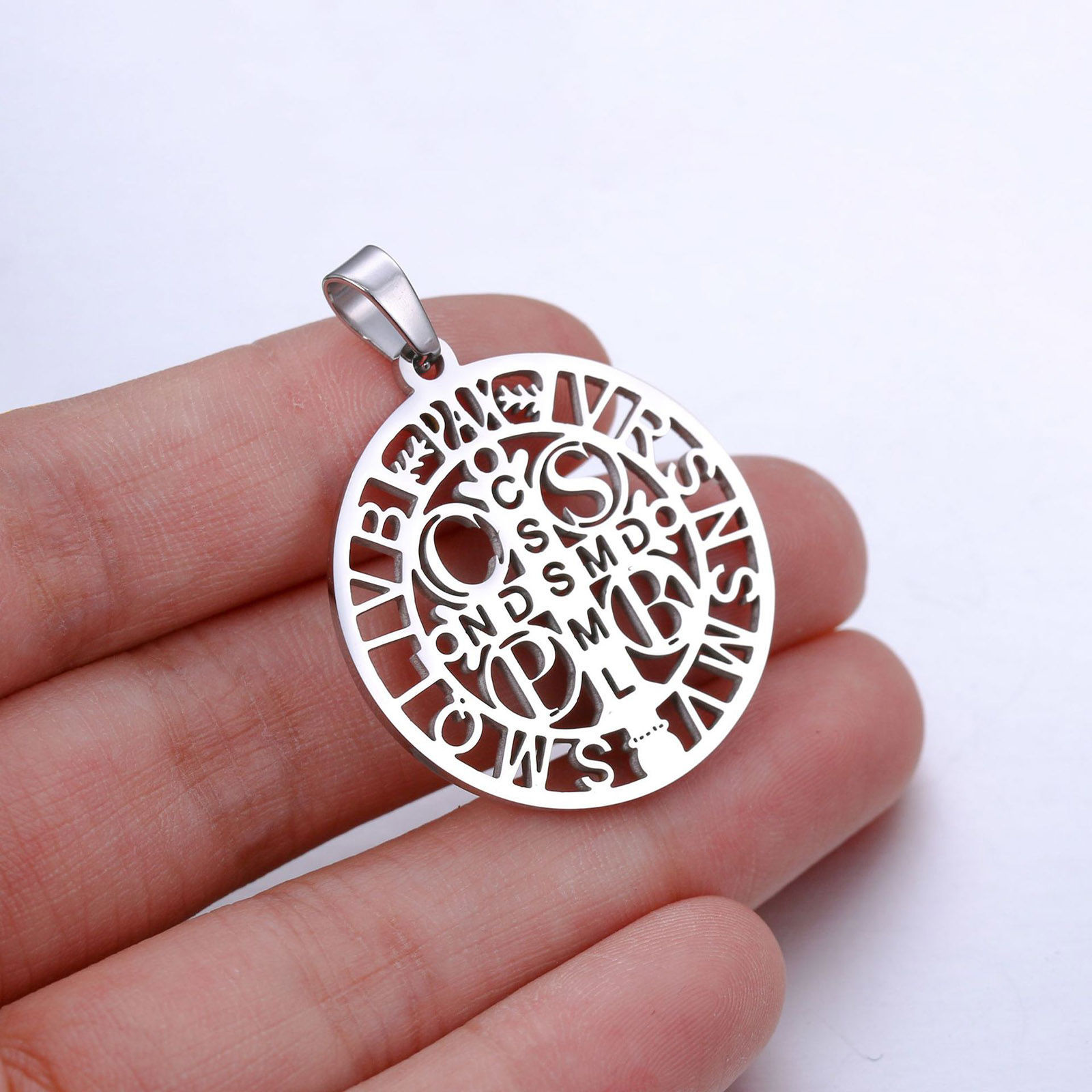 Imagen de Respetuoso del Medio Ambiente 304 Acero Inoxidable Religión Link Curb Chain Collares Multicolor Ronda Cruz Hueco 1 Unidad
