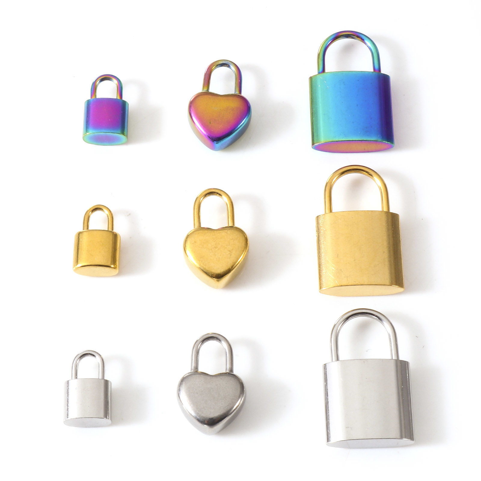 Immagine di Placcatura Sottovuoto Ecologica 304 Acciaio Inossidabile Charms Serratura Multicolore 2 Pz