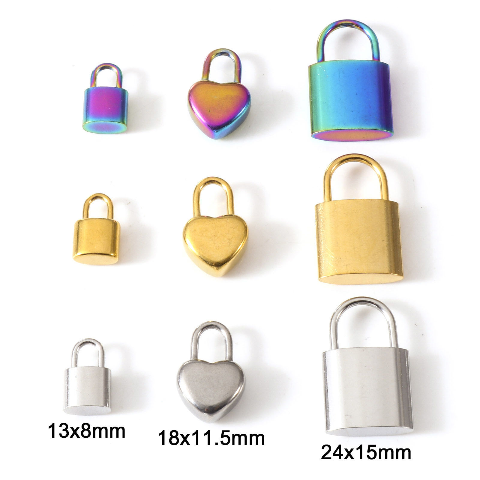 Immagine di Placcatura Sottovuoto Ecologica 304 Acciaio Inossidabile Charms Serratura Multicolore 2 Pz
