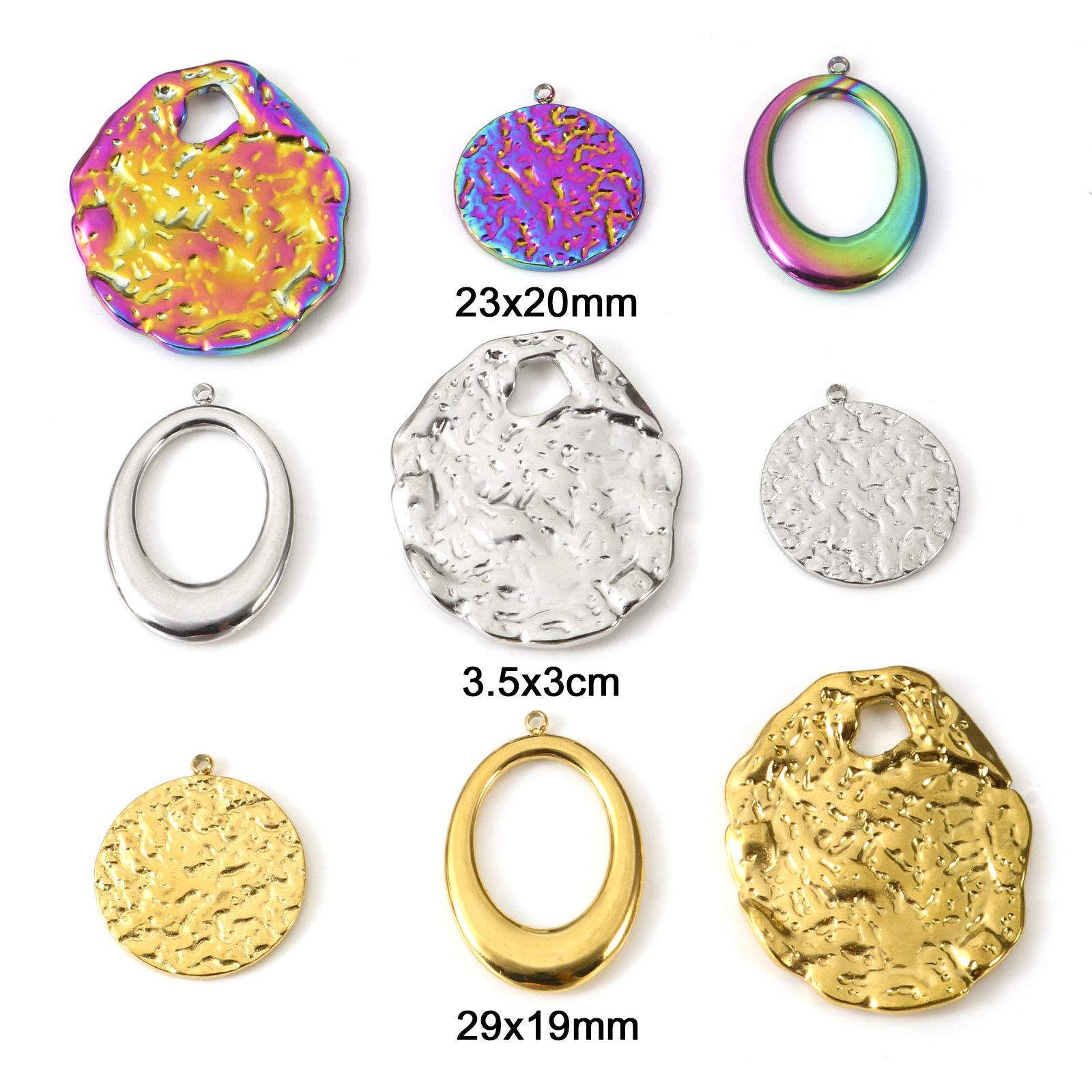 Picture of Eco-friendly Vacuum Plating 304 Stainless Steel Pendants Multicolor Round Oval