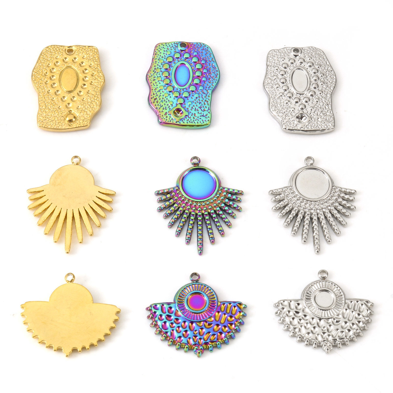 Изображение Экологически чистое вакуумное покрытие 304 Нержавеющая Сталь Подвески геометрический Разноцветный 2 ШТ