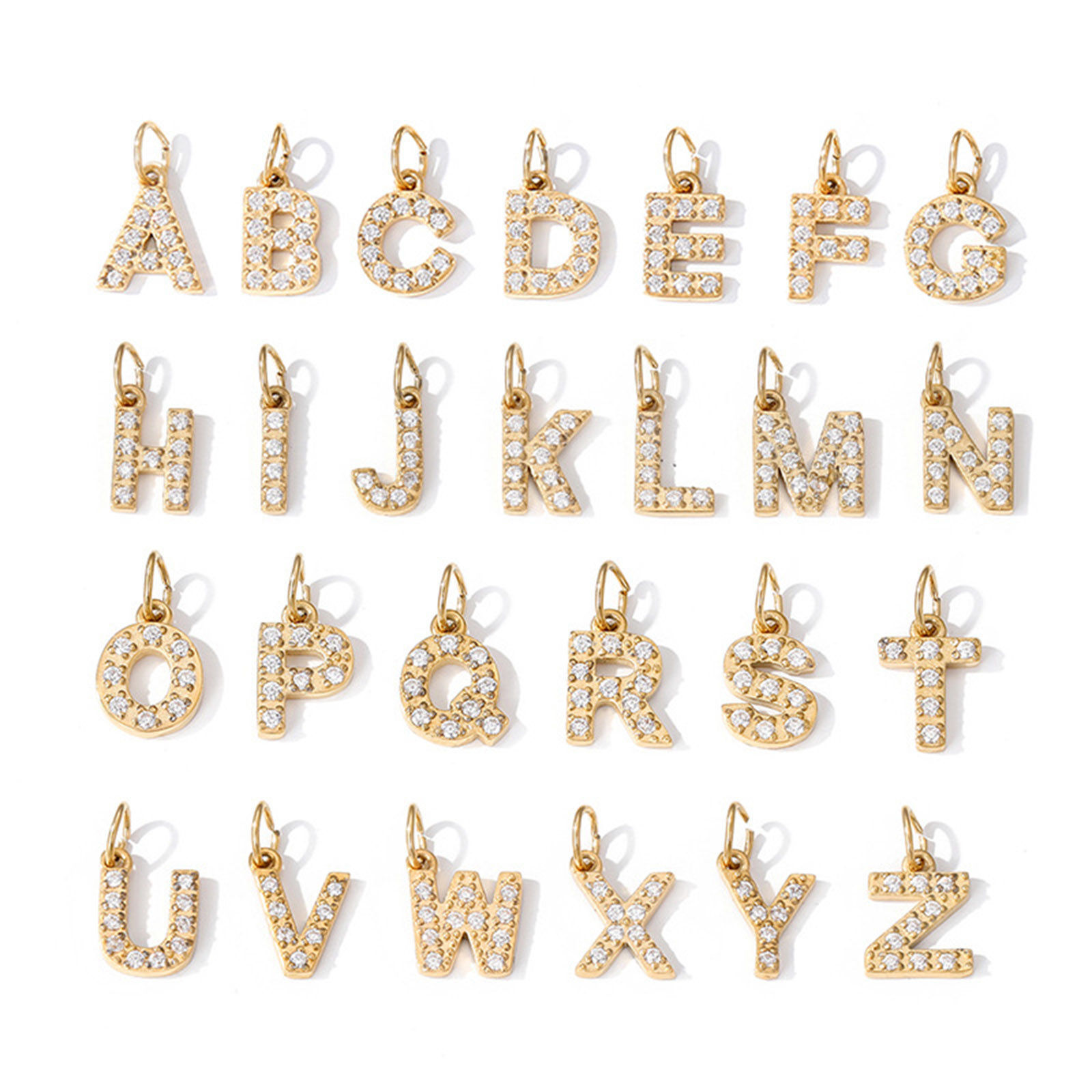 Bild von Umweltfreundliche PVD-Vakuumbeschichtung 304 Edelstahl Charms Großbuchstaben 14K Vergoldet Zahl Micro Pave 8mm
