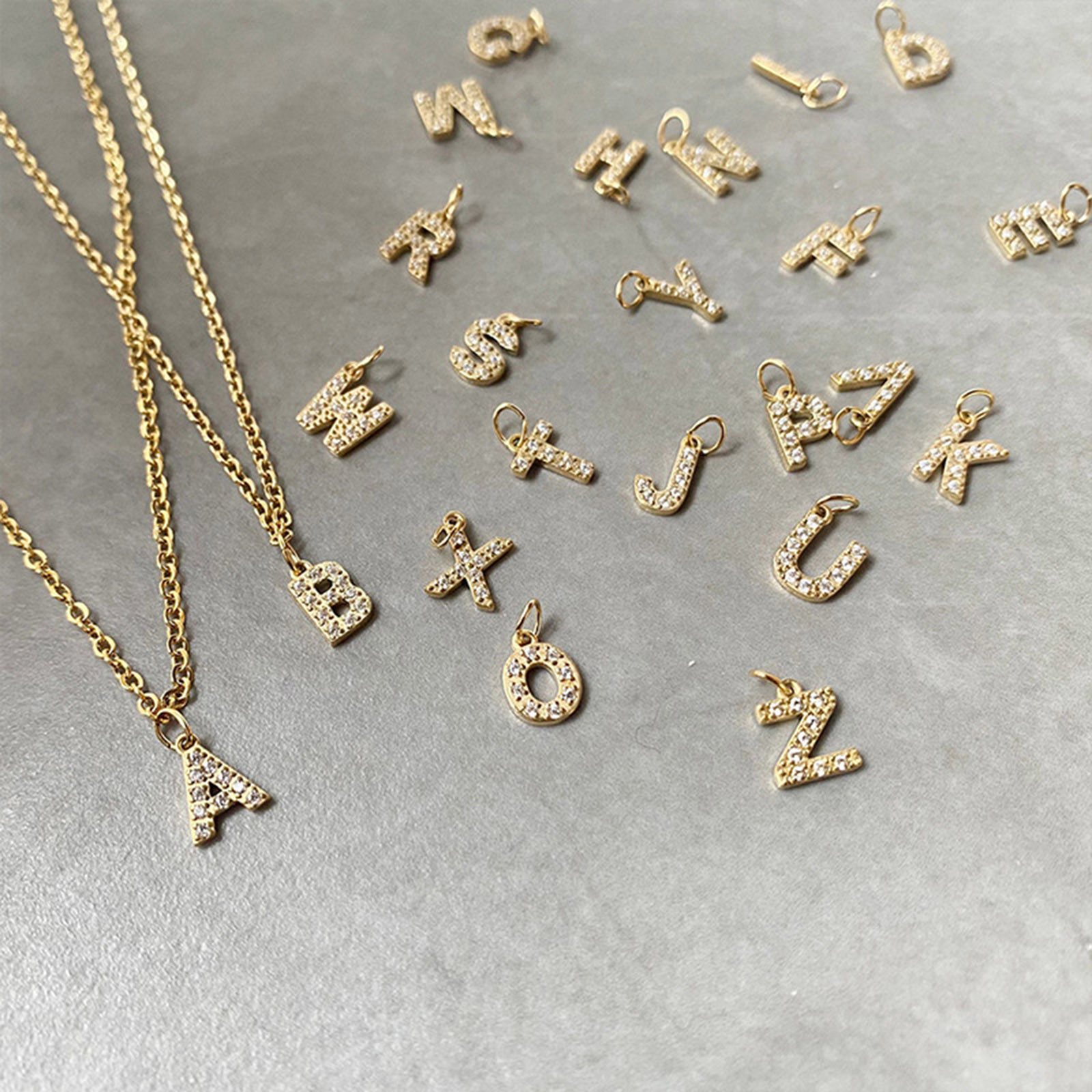Bild von Umweltfreundliche PVD-Vakuumbeschichtung 304 Edelstahl Charms Großbuchstaben 14K Vergoldet Zahl Micro Pave 8mm
