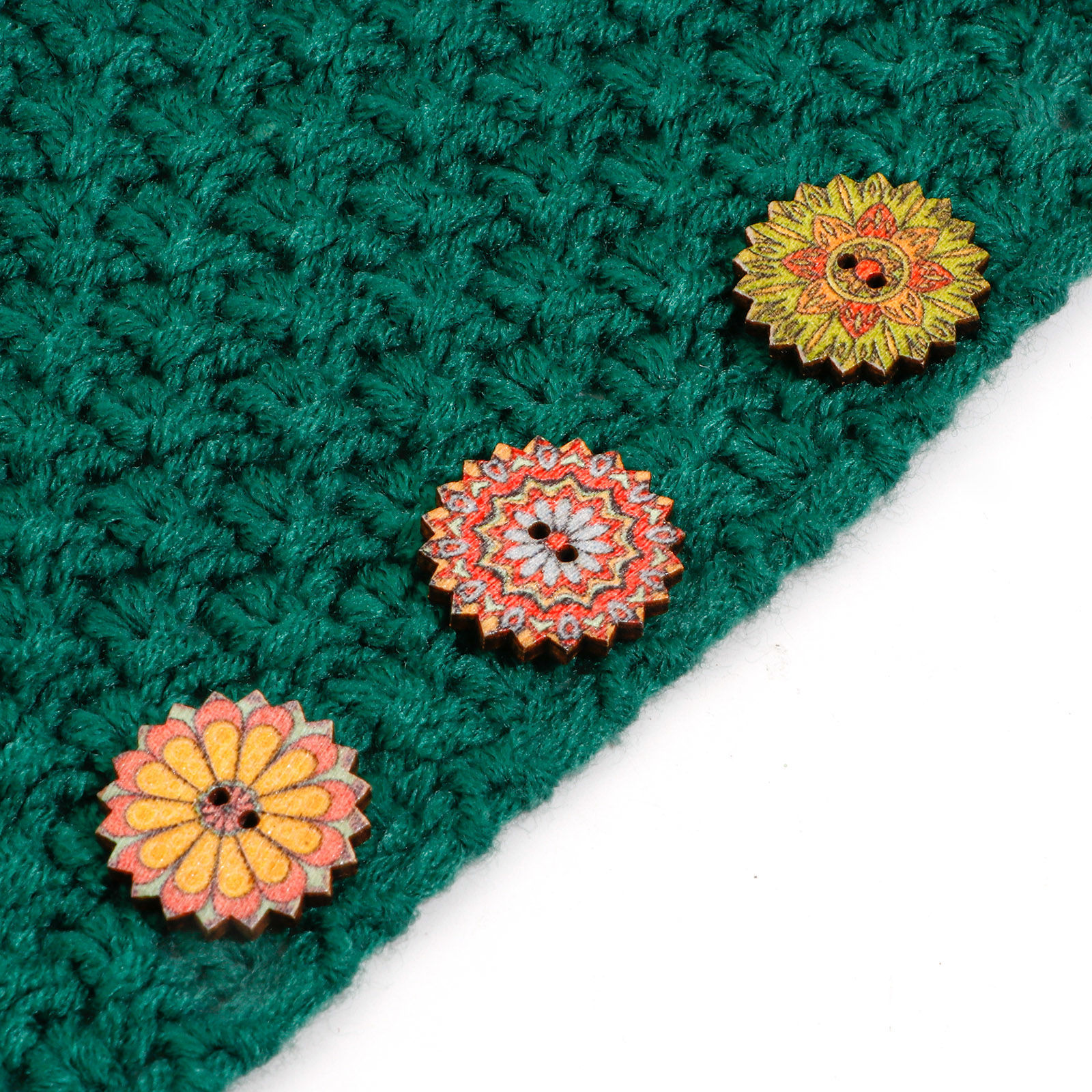 Picture of Natural Wood Ethnic Sewing Buttons Scrapbooking 2 Holes Flower At Random Color At Random