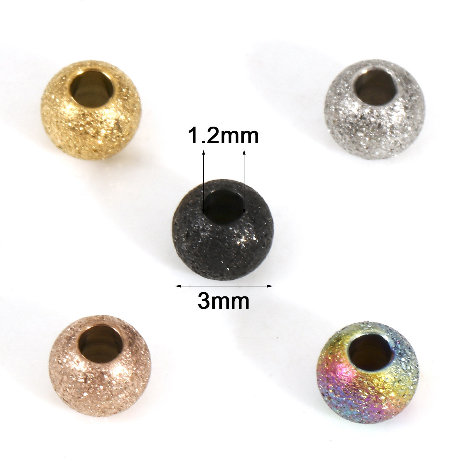 Picture of Eco-friendly 201 Stainless Steel Beads For DIY Jewelry Making Round Multicolor Sparkledust 3mm Dia.