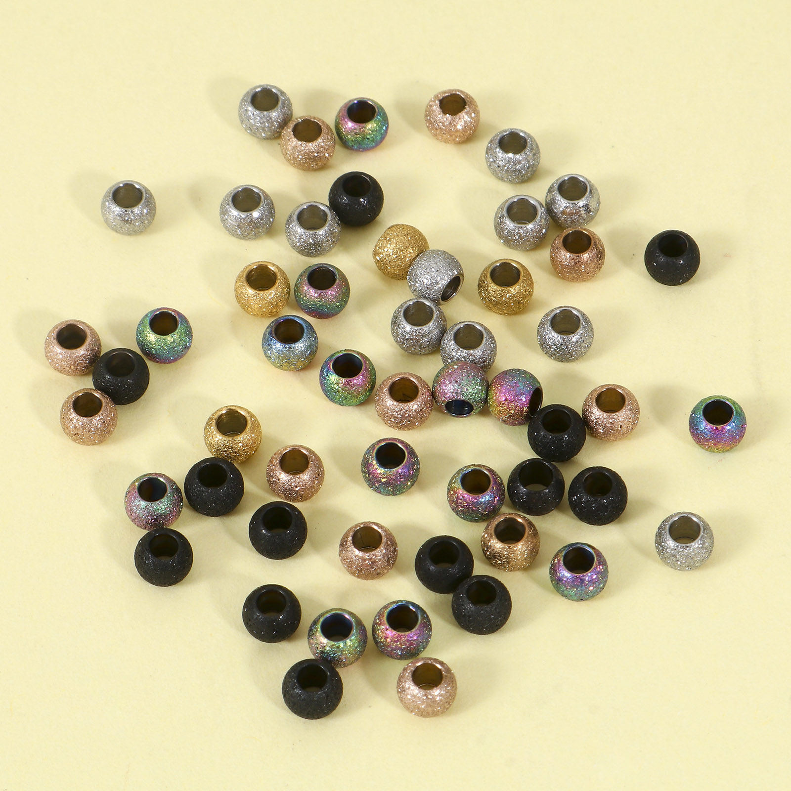 Picture of Eco-friendly 201 Stainless Steel Beads For DIY Jewelry Making Round Multicolor Sparkledust 4mm Dia.