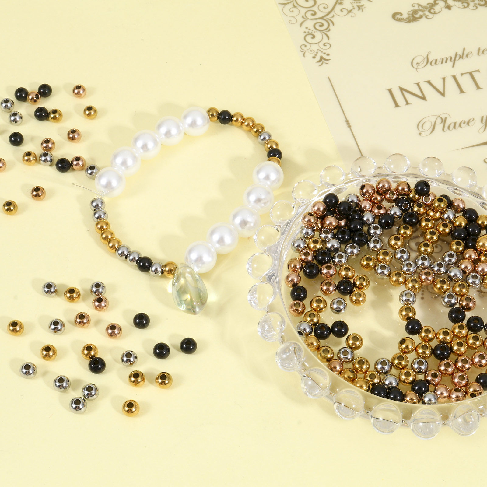 Picture of Eco-friendly 201 Stainless Steel Beads For DIY Jewelry Making Round Multicolor Polished 4mm Dia.