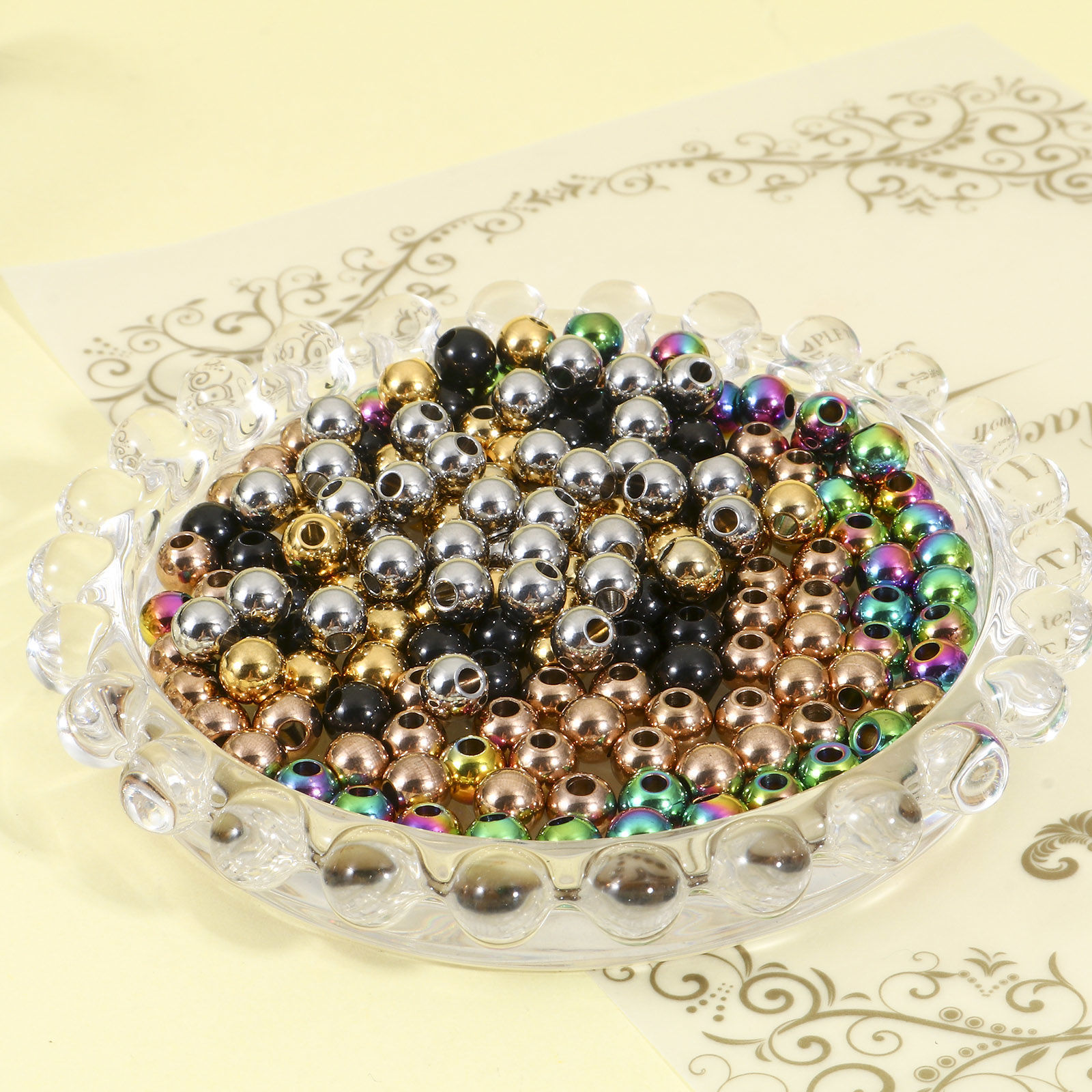 Picture of Eco-friendly 201 Stainless Steel Beads For DIY Jewelry Making Round Multicolor Polished 5mm Dia.