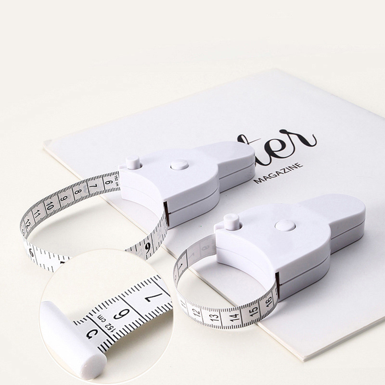 Picture of ABS Portable Tape Measure Ruler Sewing Tool White 8.3cm x 5.6cm