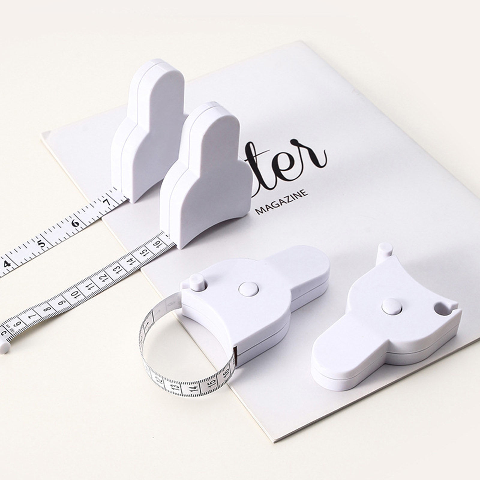 Picture of ABS Portable Tape Measure Ruler Sewing Tool White 8.3cm x 5.6cm