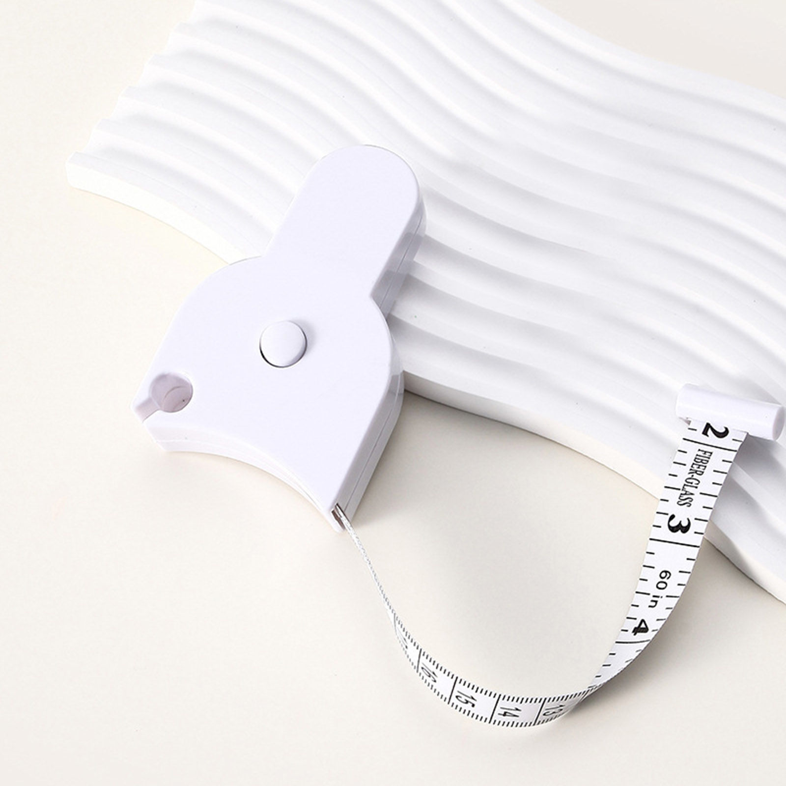 Picture of ABS Portable Tape Measure Ruler Sewing Tool White 8.3cm x 5.6cm