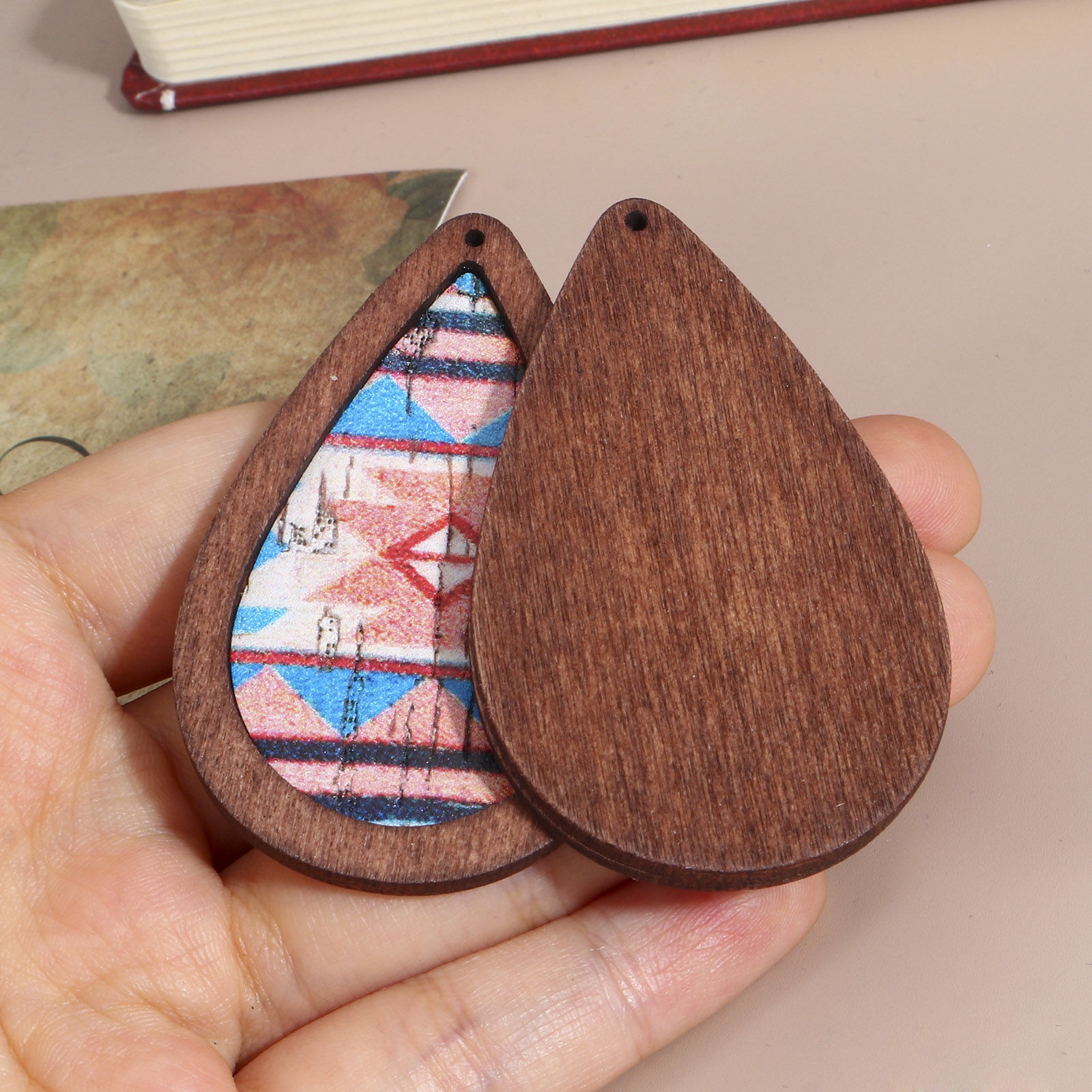 Picture of PU & Natural Wood West Cowboy Pendants Multicolor Drop Boots