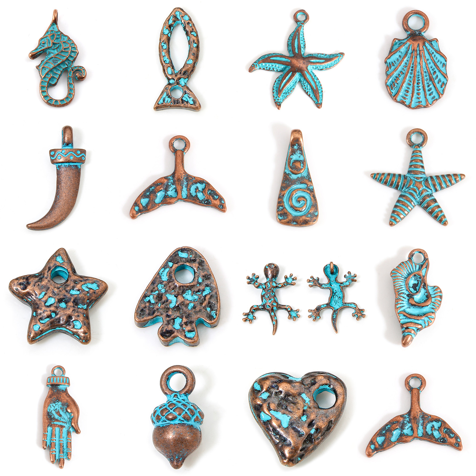 Picture of Zinc Based Alloy Patina Charms Antique Copper Star Fish Shell
