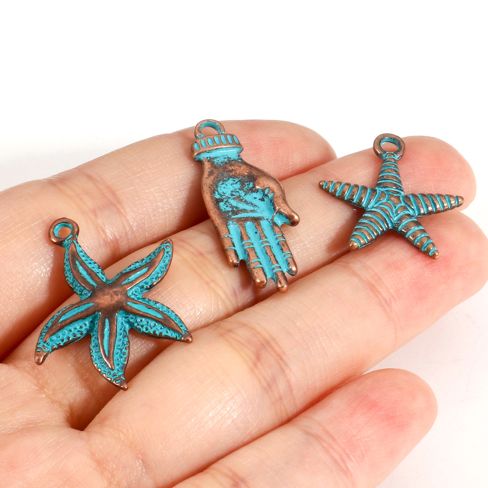 Picture of Zinc Based Alloy Patina Charms Antique Copper Star Fish Shell