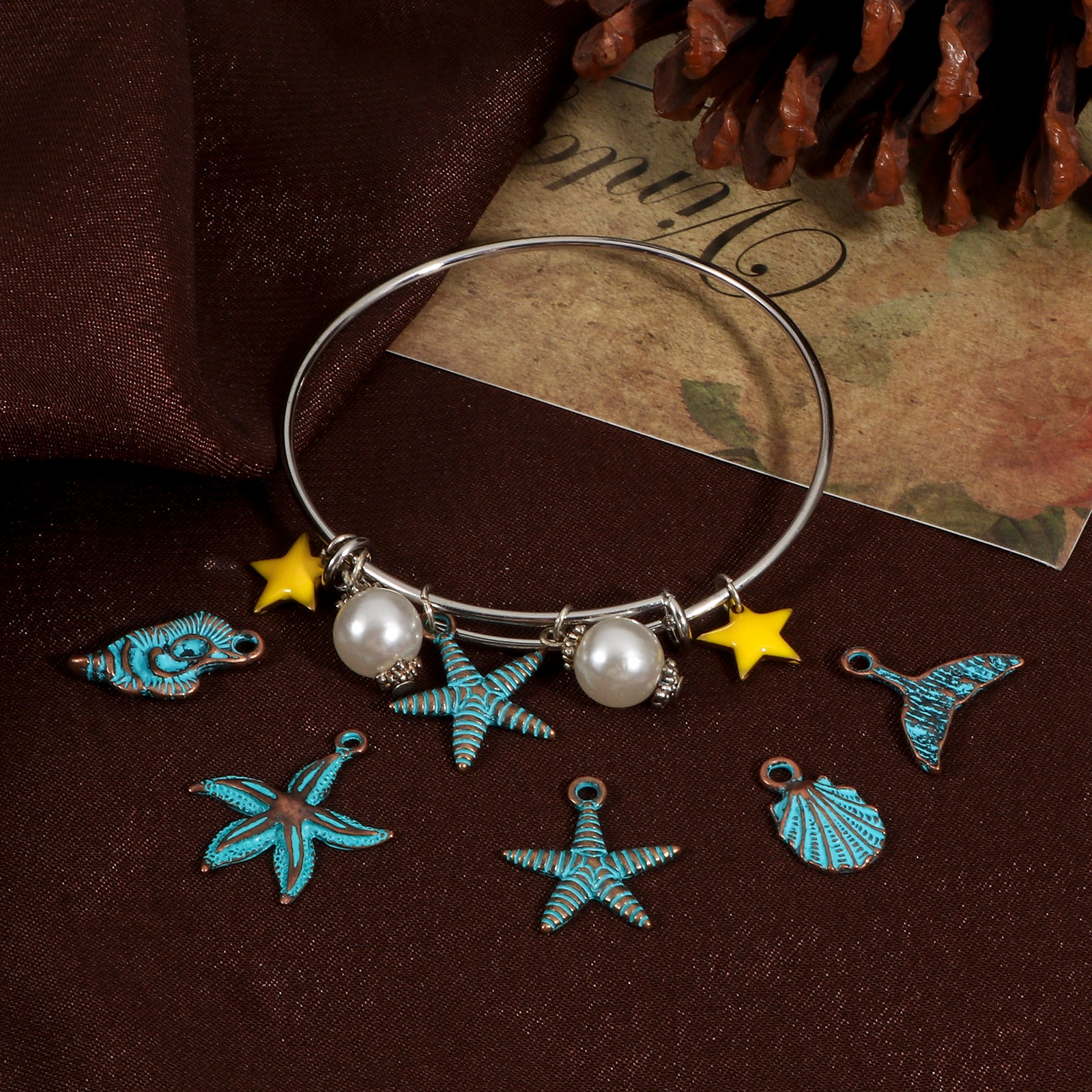 Picture of Zinc Based Alloy Patina Charms Antique Copper Star Fish Shell