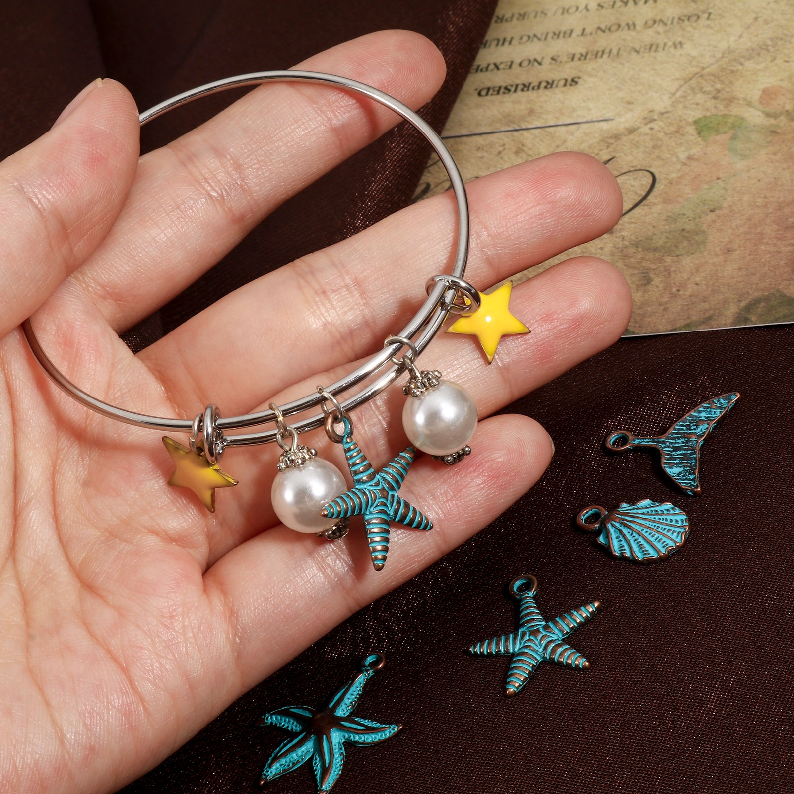 Picture of Zinc Based Alloy Patina Charms Antique Copper Star Fish Shell