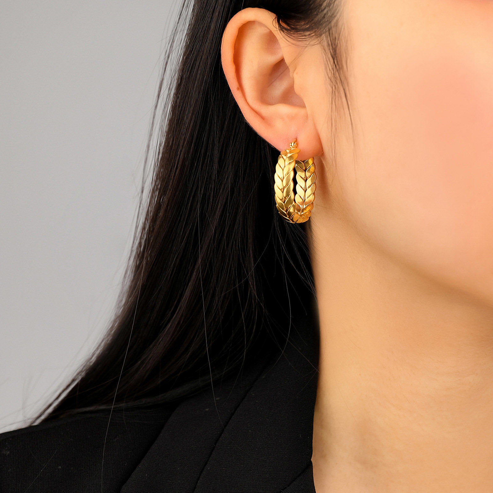 Picture of Eco-friendly Vacuum Plating Retro Stylish 18K Real Gold Plated 304 Stainless Steel Link Chain Earrings For Women Party