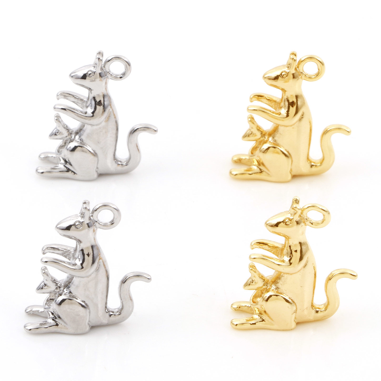Imagen de Latón Colgantes Charms Canguro Oro Real Chapado 18mm x 16mm, 2 Unidades
