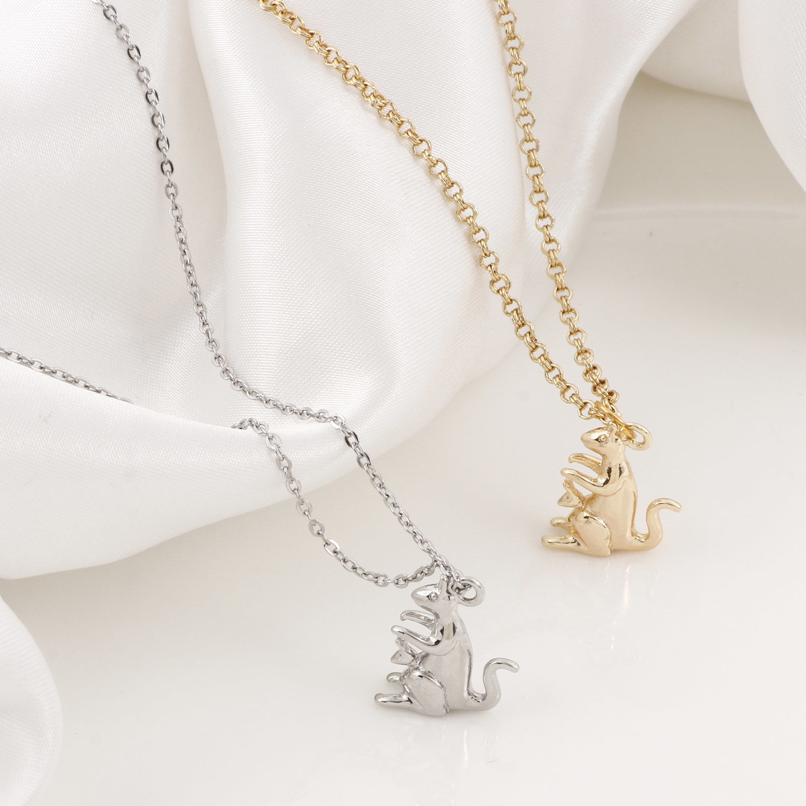 Imagen de Latón Colgantes Charms Canguro Oro Real Chapado 18mm x 16mm, 2 Unidades
