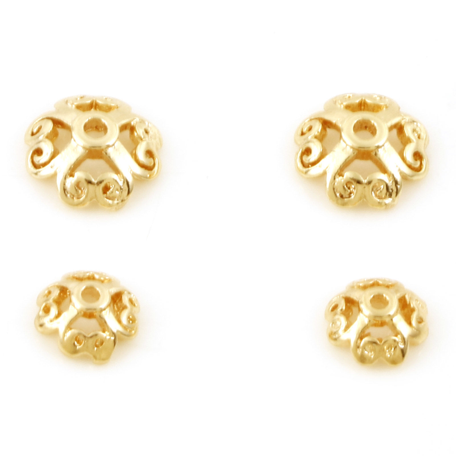 Picture of Beads Caps Heart Flower 18K Real Gold Plated
