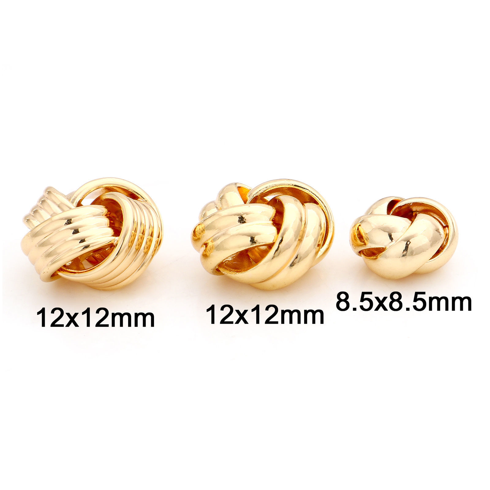Image de Perles pour DIY Fabrication de Bijoux en Laiton Plaqué Or Véritable 18K Pelote de Laine Creux Env. 12mm x 12mm, 2 Pcs